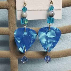 Crystal & Guitar Pic Earrings!